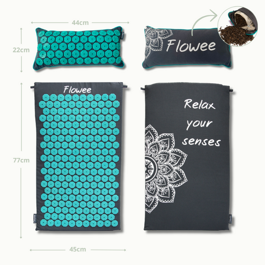 PRE-ORDER: Spijkermat Set - Basic - Grijs met zeegroen