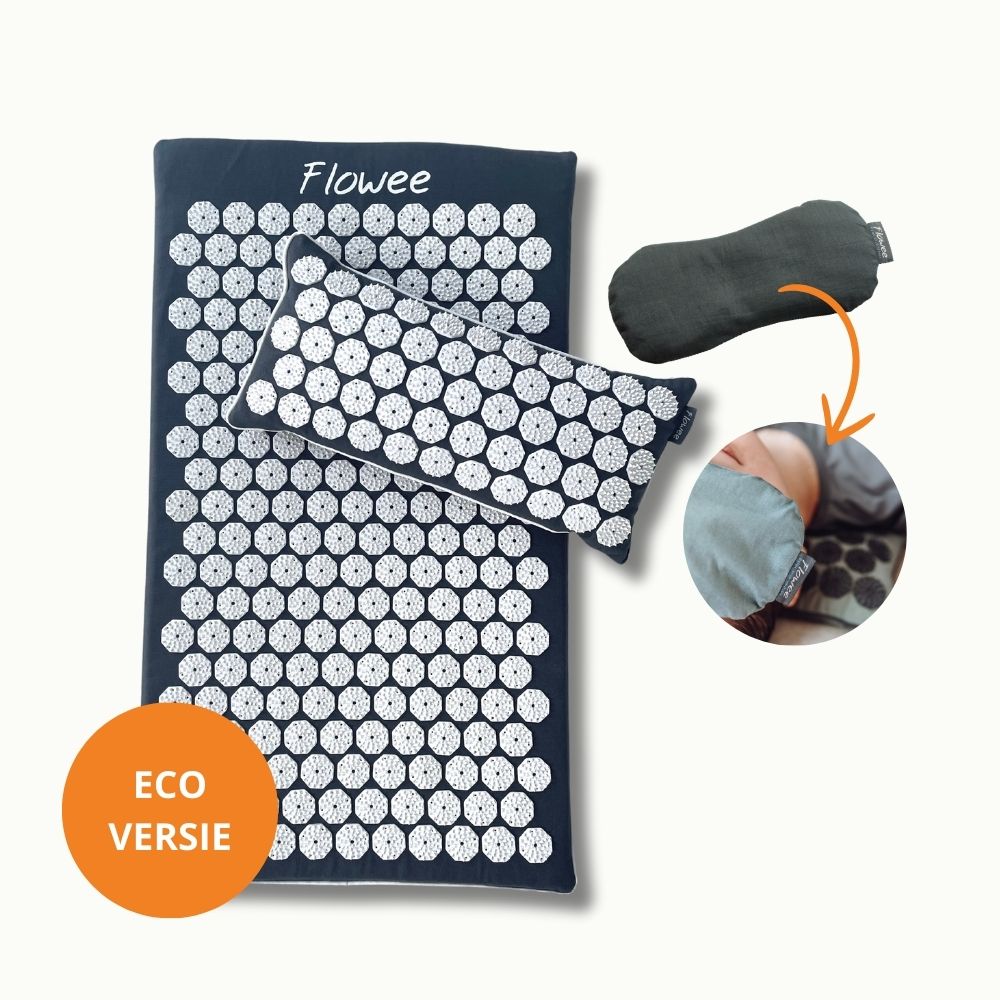 Spijkermat ECO Set - Grijs met wit + Gratis Oogkussen