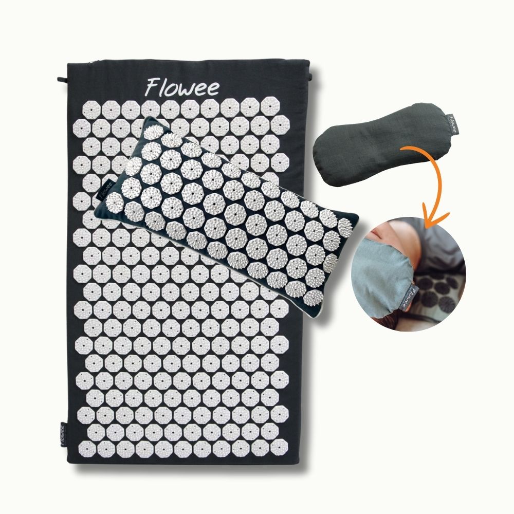 Spijkermat Set - Grijs met wit + Gratis Oogkussen