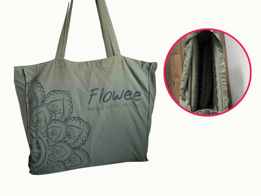 Opbergtas voor Flowee spijkermat en kussen met een close-up