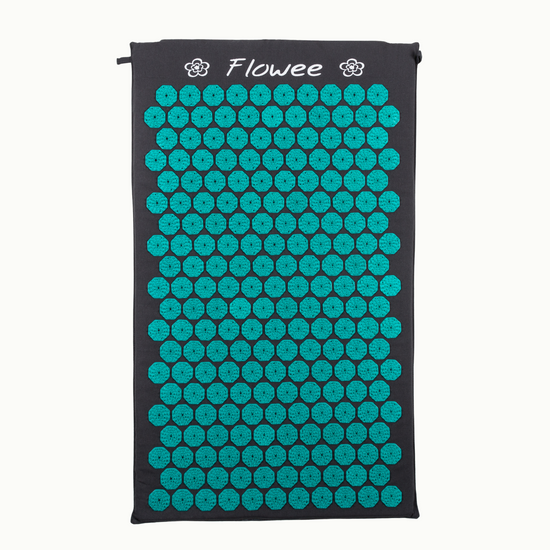 Flowee spijkermat grijs met zeegroen voorkant