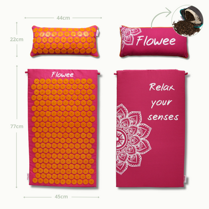 Spijkermat Set - Basic - Fuchsia met oranje