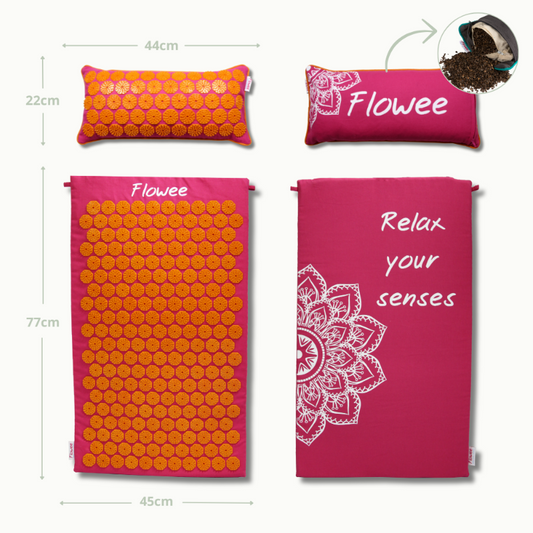 Spijkermat Set - Basic - Fuchsia met oranje