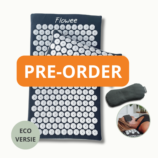 PRE-ORDER: Relaxset Luxe - Spijkermat ECO met oogkussen - Grijs met wit
