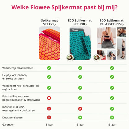 Relaxset Luxe - Spijkermat ECO met oogkussen - Grijs met wit