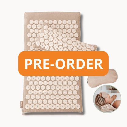Flowee Spijkermat ECO Relaxset Zand gemaakt van jute. Met spijkermat, spijkerkussen en oogkussen. Pre-order.